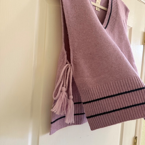 Free People All Star Stripe Poncho Knit Sweater Vest Black Stripes One Size - Picture 3 of 6